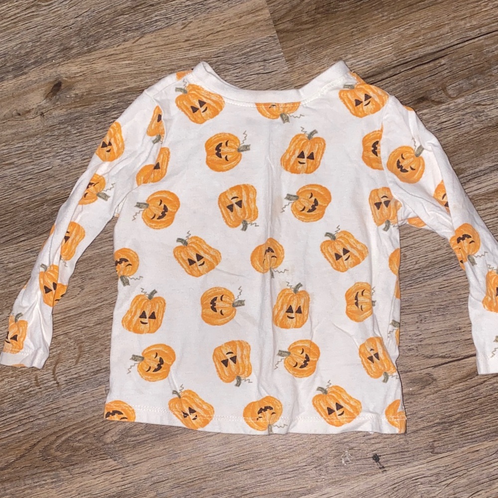 Old Navy White Pumpkin Print Shirt 18-24M